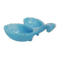Saleron / serviteur en opaline bleue