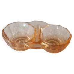 saleron verre rose - salière poivrière - ancien