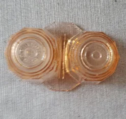 saleron verre rose - salière poivrière - ancien