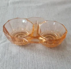 saleron verre rose - salière poivrière - ancien