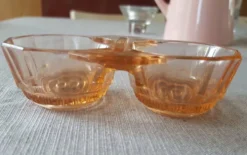 saleron verre rose - salière poivrière - ancien