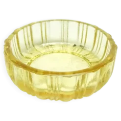 Salière Art Déco, verre ambre, Ząbkowice, Pologne, années 1930