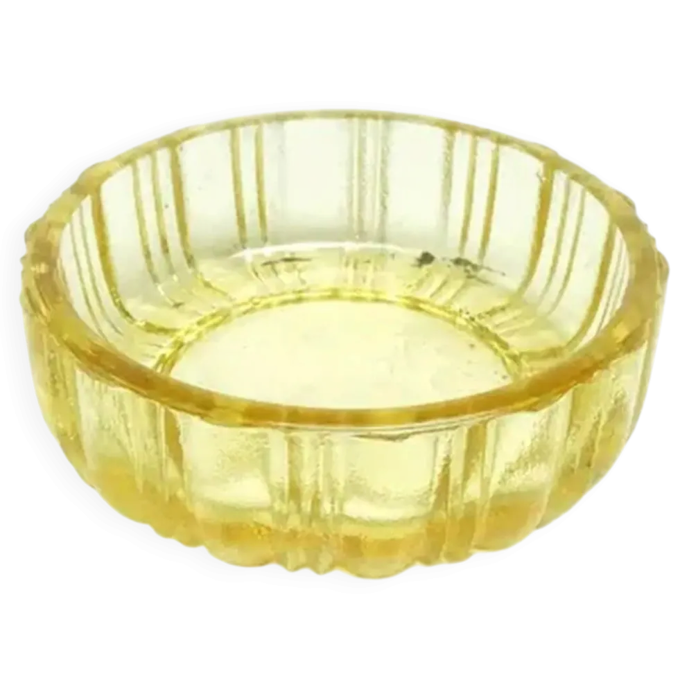 Salière Art Déco, verre ambre, Ząbkowice, Pologne, années 1930