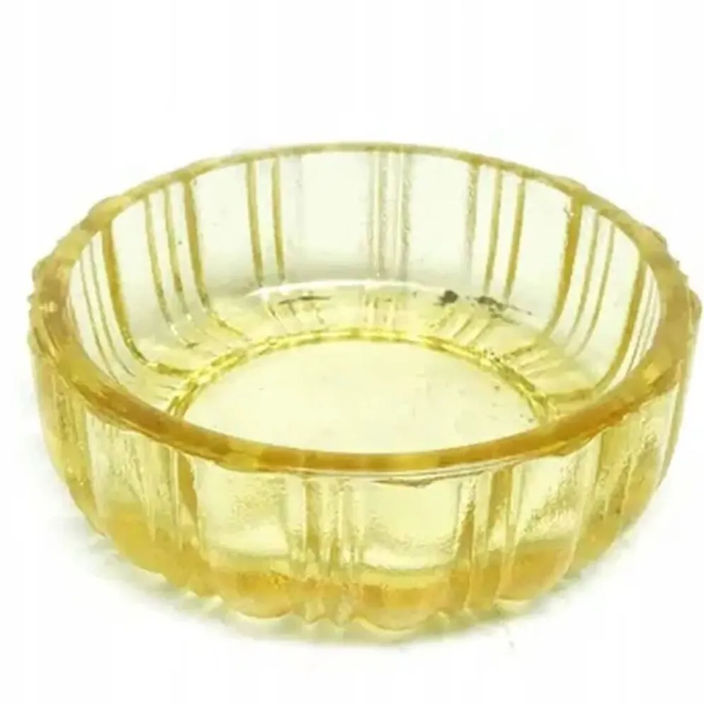Salière Art Déco, verre ambre, Ząbkowice, Pologne, années 1930