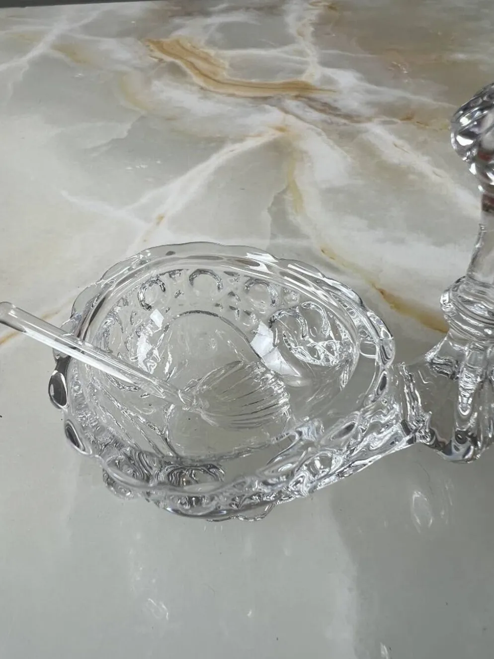 Salière double en cristal de Baccarat, modèle à décor taillé, XXe Siècle
