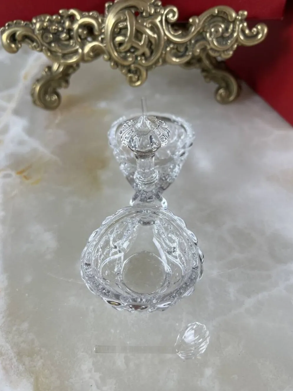 Salière double en cristal de Baccarat, modèle à décor taillé, XXe Siècle
