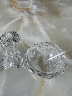 Salière double en cristal de Baccarat, modèle à décor taillé, XXe Siècle
