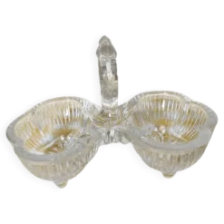 Salière double verre moulé transparent