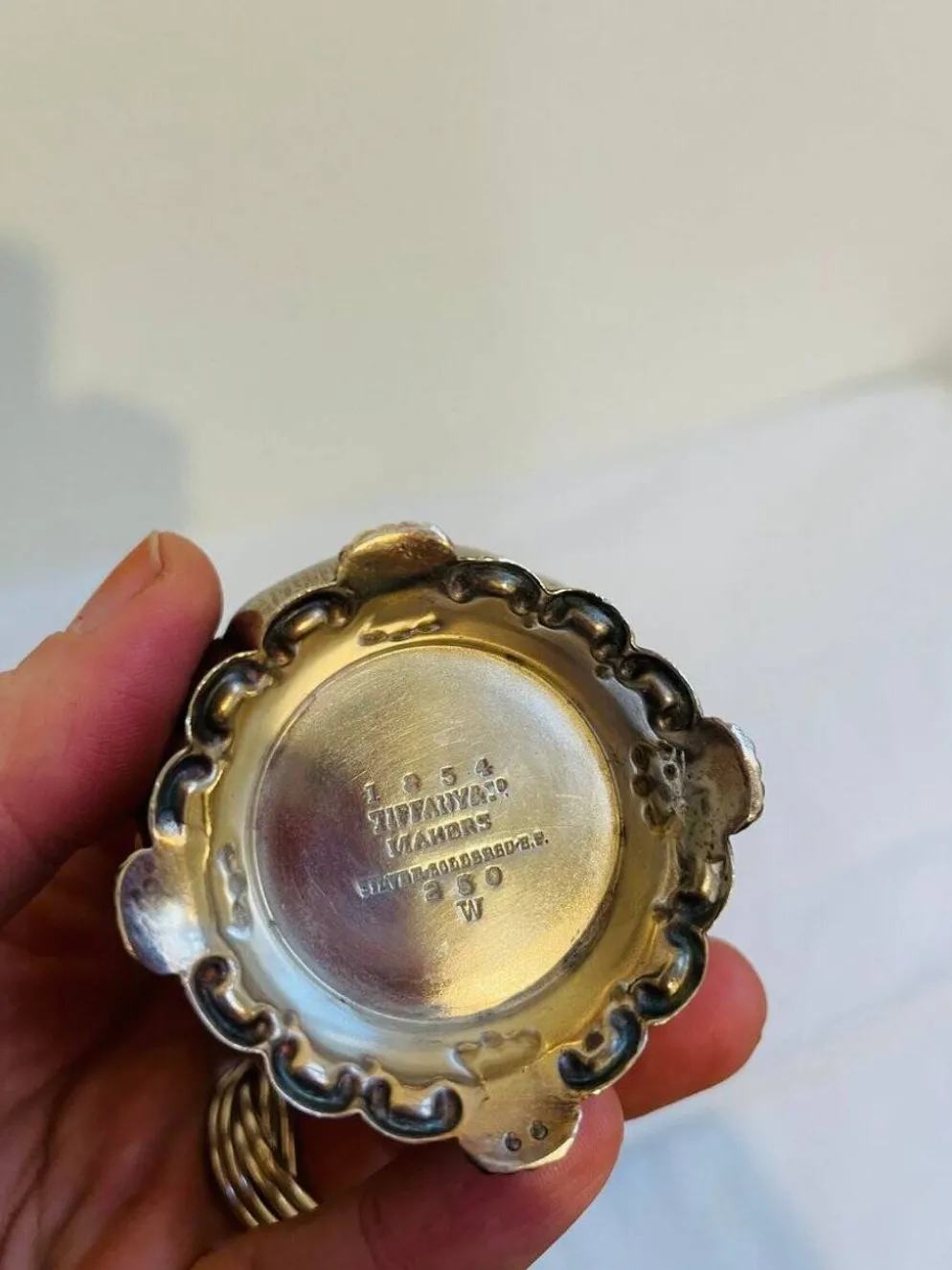 Salière en argent sterling floral par Tiffany & Co., années 1950