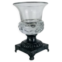 Salière en cristal et métal argenté