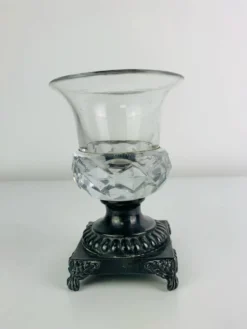 Salière en cristal et métal argenté