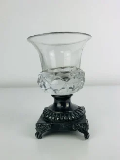 Salière en cristal et métal argenté