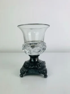 Salière en cristal et métal argenté