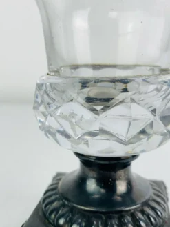 Salière en cristal et métal argenté