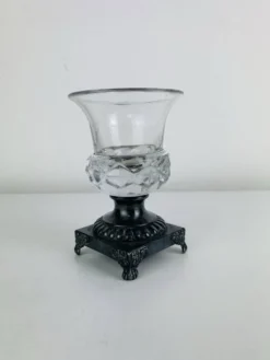 Salière en cristal et métal argenté