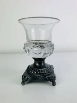 Salière en cristal et métal argenté