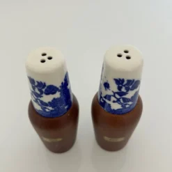 Salière et poivrier décor bleu