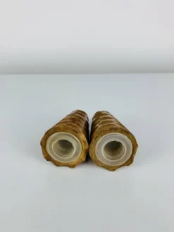 Salière et poivrier en bois d'olivier goujé vintage