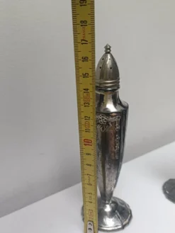 Salière et poivrier en métal argenté