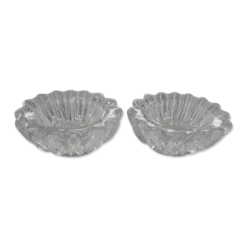 Salière et poivrière anciennes en cristal , avec leur petite cuillère