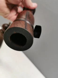 Salière et poivrière en bois de rose, Danemark 1960-70.