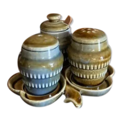 Salière et poivrière en grès vintage