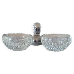Salière et poivrière en verre épais