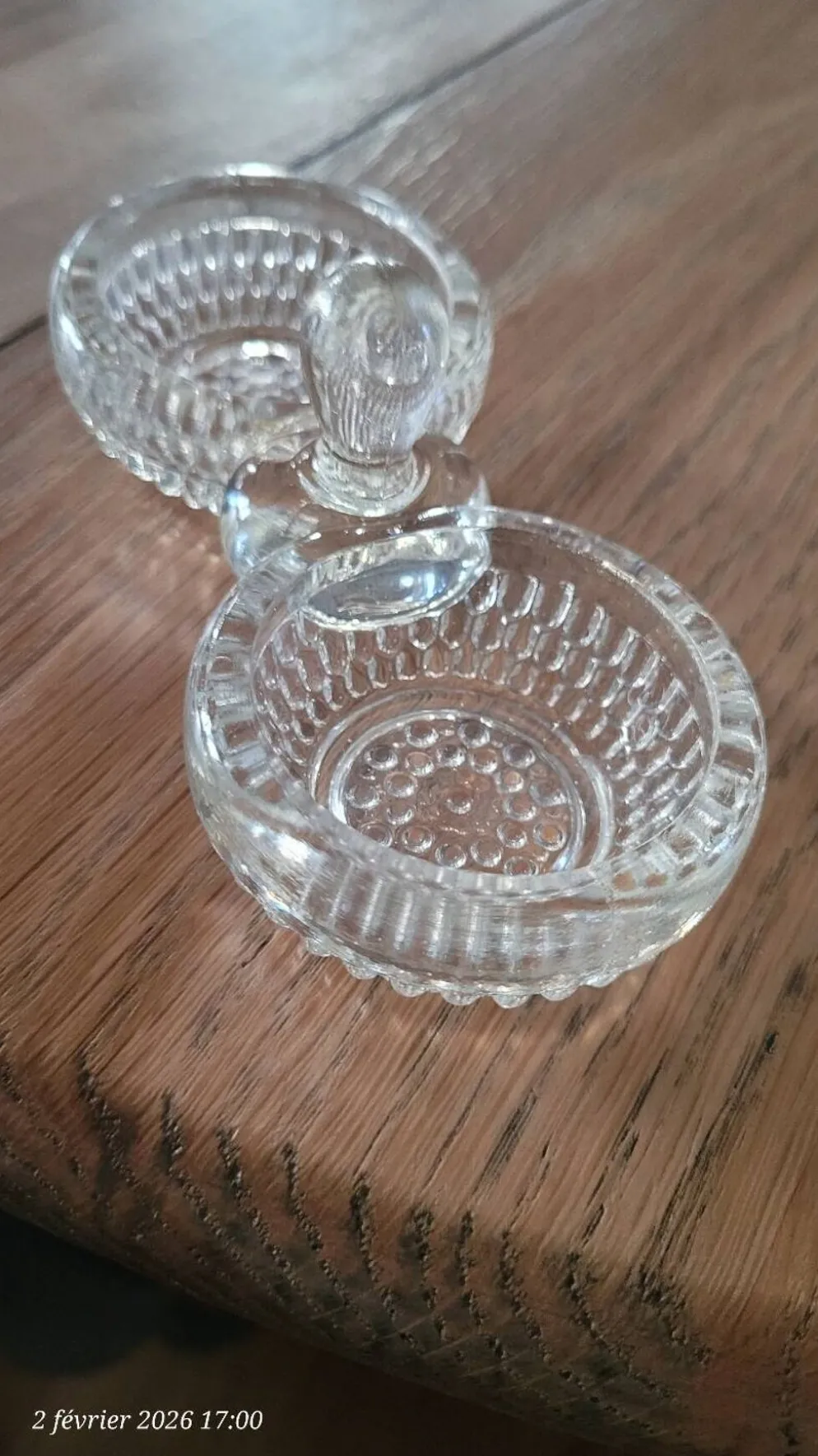 Salière et poivrière en verre épais