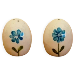 Salière et poivrière vintage en céramique peintes à la main