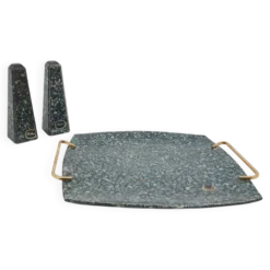 Salière et poivrière vintage en coquille de Paua, par Koha, Nouvelle-Zélande, années 1950.