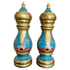 Salière et poivrière vintage italienne – Bois peint à la main