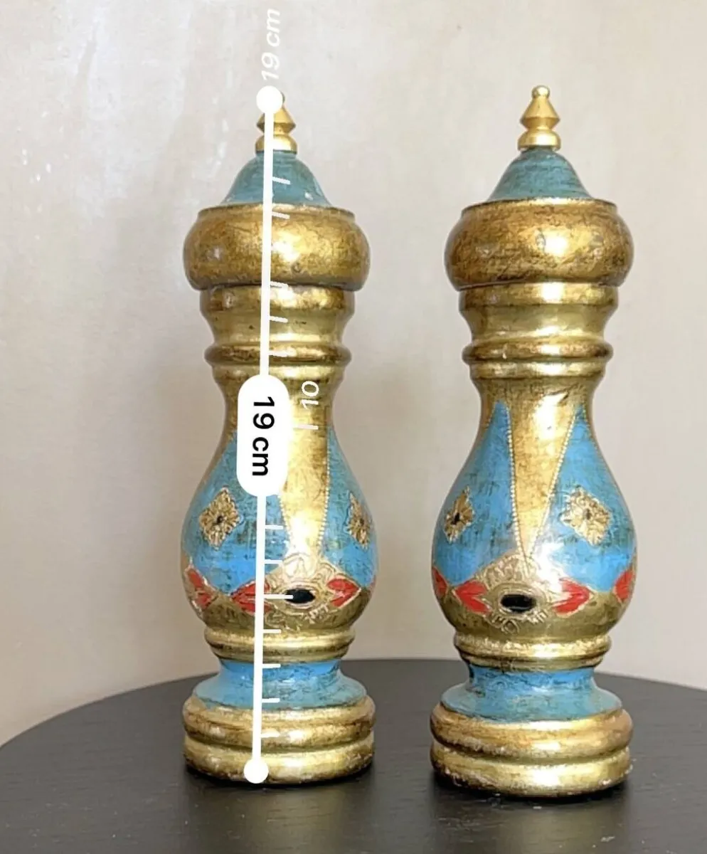 Salière et poivrière vintage italienne – Bois peint à la main