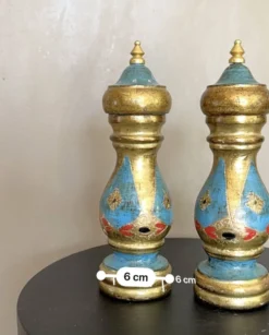 Salière et poivrière vintage italienne – Bois peint à la main