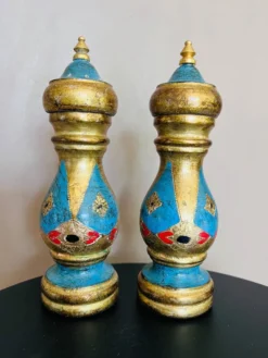 Salière et poivrière vintage italienne – Bois peint à la main