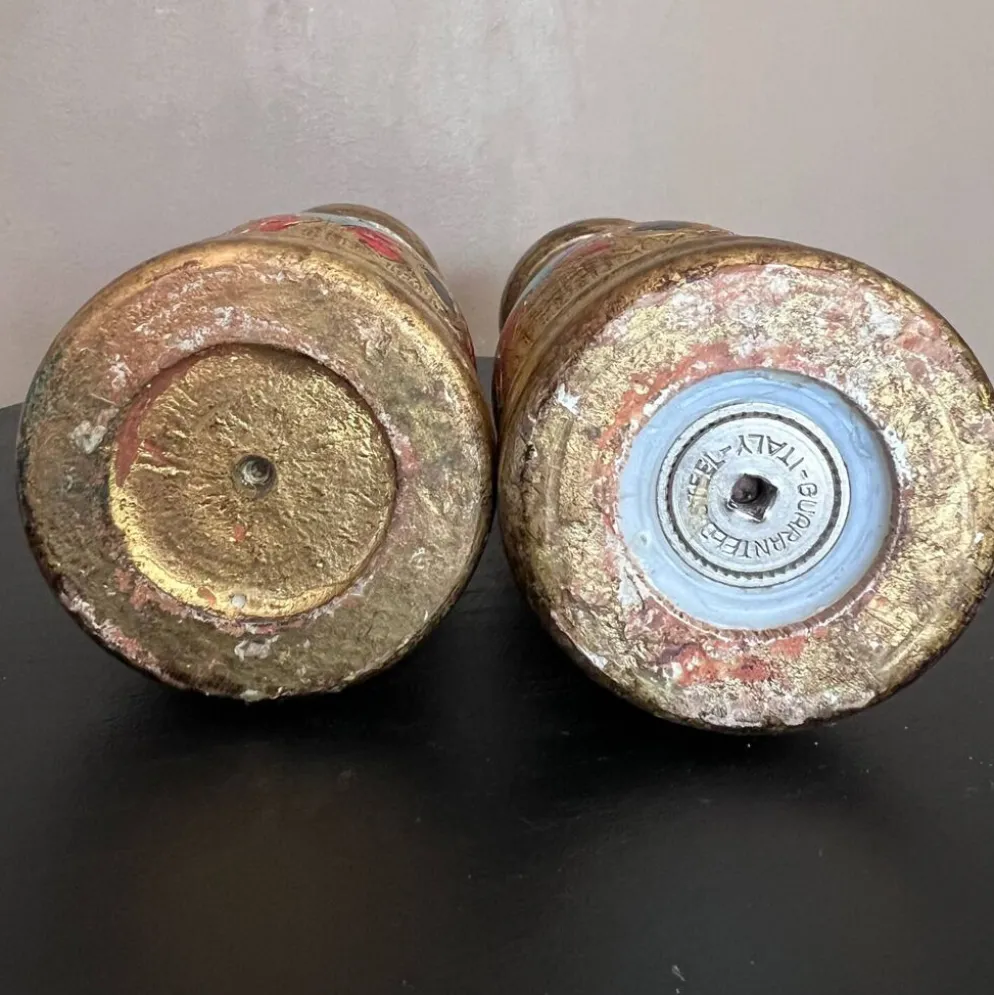 Salière et poivrière vintage italienne – Bois peint à la main