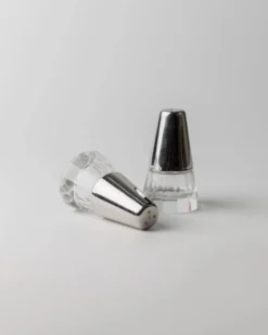 Salière et poivrière vintage - métal argenté et verre, forme conique - design minimal Italie années 1950 - décoration de table élégante, idée cadeau