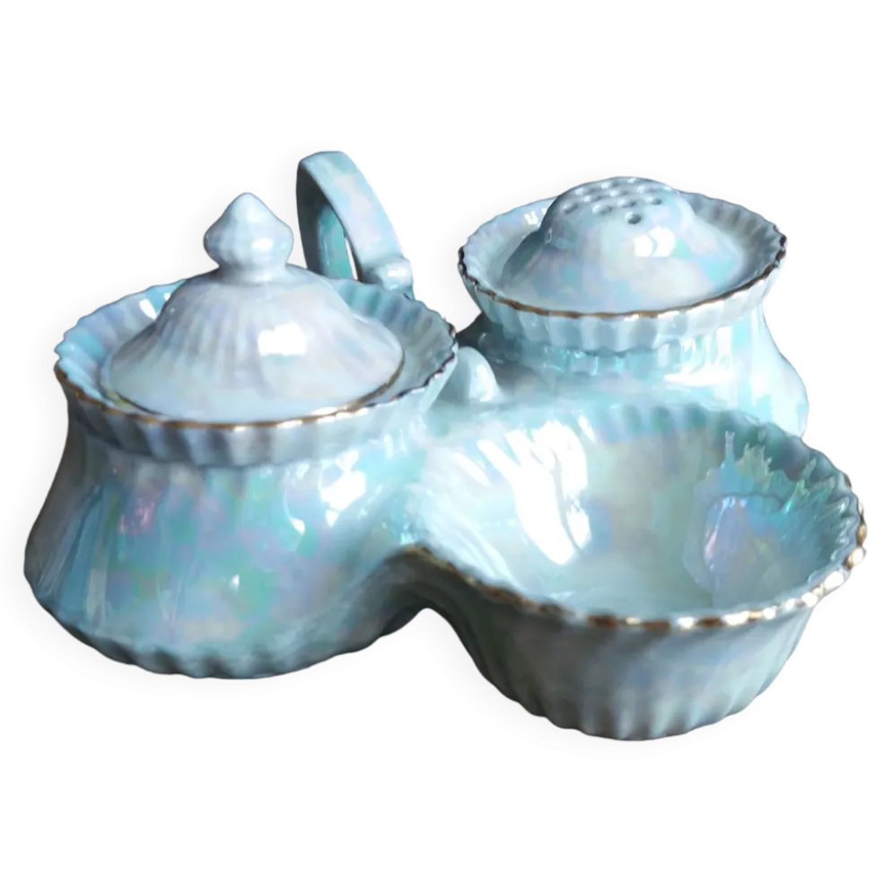 Salière poivrier moutardier, porcelaine