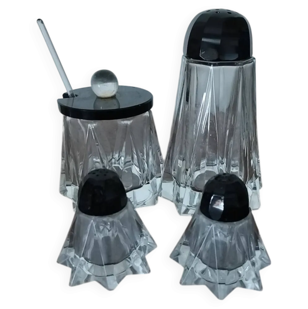 Salière, Poivrier, moutardier, sucrier en cristal