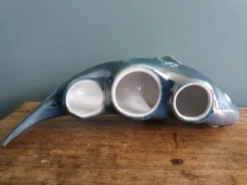 Salière poivrier moutardier zoomorphe, poisson en porcelaine