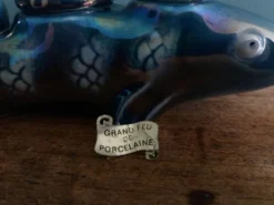Salière poivrier moutardier zoomorphe, poisson en porcelaine