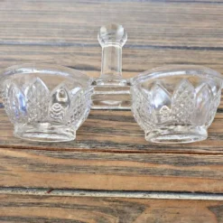 Salière poivrier (saleron double) en verre vintage