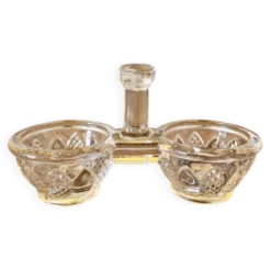Salière poivrier (saleron double) en verre vintage
