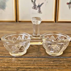 Salière poivrier (saleron double) en verre vintage