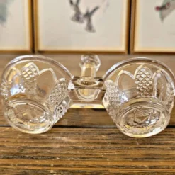 Salière poivrier (saleron double) en verre vintage