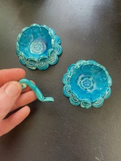 Salière poivrière en céramique bleue
