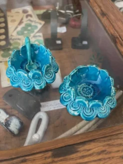 Salière poivrière en céramique bleue