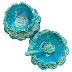 Salière poivrière en céramique bleue