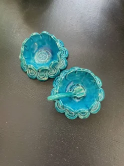 Salière poivrière en céramique bleue