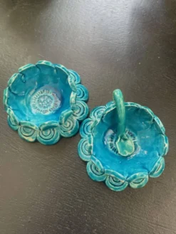 Salière poivrière en céramique bleue