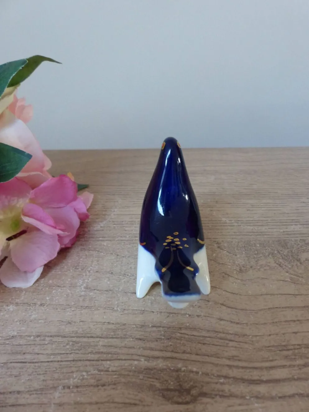 Salière / Poivrière vintage soviétique en forme d’oiseau bleu cobalt